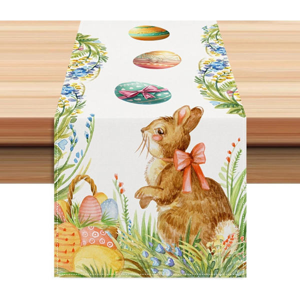 Easter Table Runner 33x183cm – Easter Table Decoration with Easter Eggs Rustic Spring Decoration for Kitchen & Dining Room ZQ-342