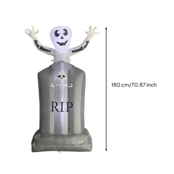 Oppblåsbart Halloween-spøkelse 1,8 m med gravstein og LED, dekorasjon for hage og plen