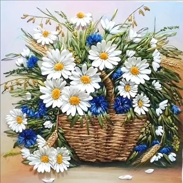 Magritte Blomma 5D Timanttitaide - Helppo DIY-sarja pyöreillä helmillä, 35x35 cm