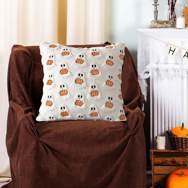 2-pakning Halloween-putetrekk 45x45 cm, spøkelse og gresskar, dekorative sofaputer til høst og Halloween
