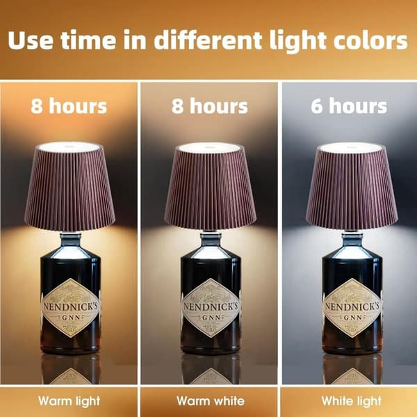 Rechargeable Bottle Lamp Shade with LED and 3 Light Modes