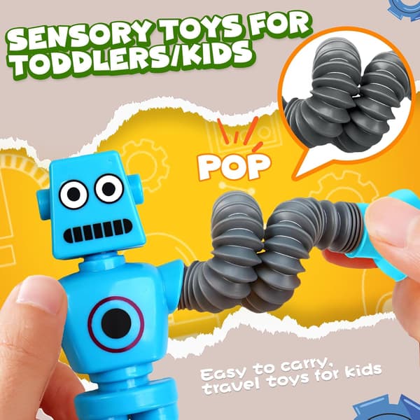Robot Sensoriska Reseleksaker 4 delar för Småbarn Pojkar i Åldern 3-9 Fidget Leksaker