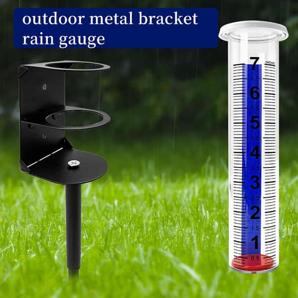 Rain gauge for garden, tall model with adjustable height, ground spike and large clear numbers for lawn