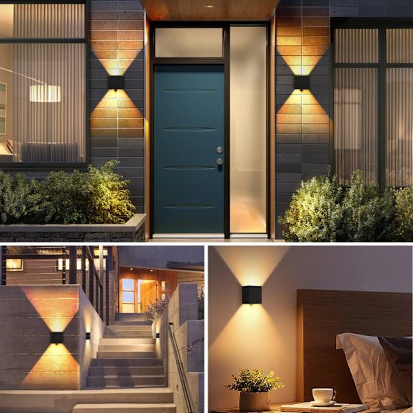 2-pack 12W LED Indoor/Outdoor Wall Lights, 3000K Warm White, IP65, Motion Sensor, Adjustable Light Angle
