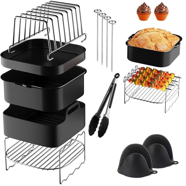 Airfryer Sæt 9 Dele til Ninja AF400-AF500 Tilbehør Non-stick Bageform & Indsats til Airfryer