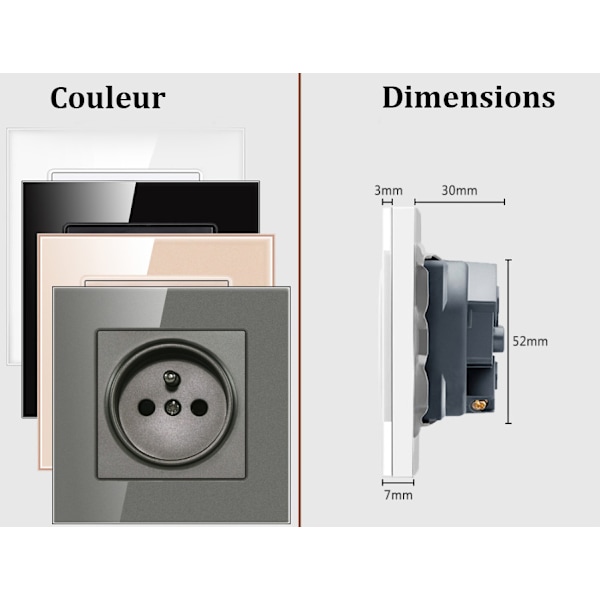 1/2 pc Duo Switch + French Socket with 2 USB – Multifunction Module Wall Outlet White 2-Pack