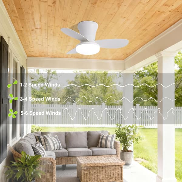 Ceiling fan with LED lighting 63/108 cm, 40 W, 3 ABS blades, remote control, 6 speeds, dimmable, quiet DC motor Black & Walnut 63cm