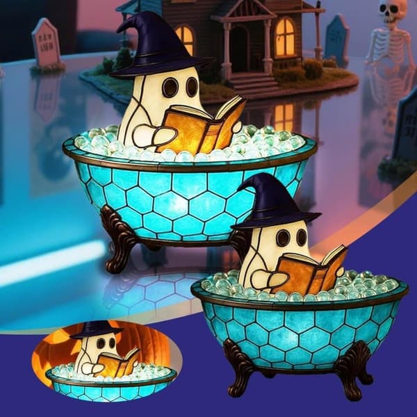 Halloween natlampe – Sød spøgelseslampe til badekar, perfekt halloweenpynt & gave