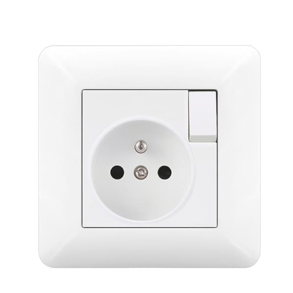 1/2/4 pcs Wall Socket with Switch 16A 240V – Built-in Power Outlet White for Home and Office 1-Pack
