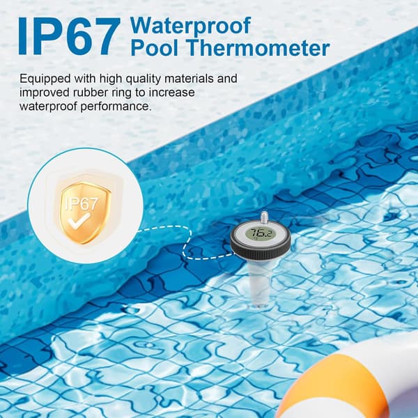 Trådlös pooltermometer, flytande digital vattentermometer, IP67 vattentät för pool, damm, spa White