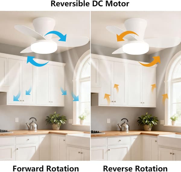 Ceiling fan with LED lighting 63/108 cm, 40 W, 3 ABS blades, remote control, 6 speeds, dimmable, quiet DC motor Black 63cm