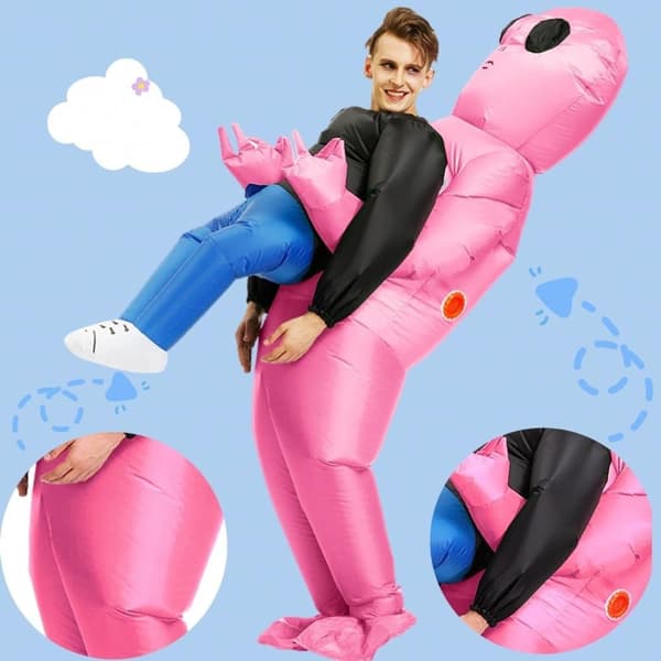 Oppustelig rumvæsendragt til børn, til Halloween, cosplay, flot grøn dragt