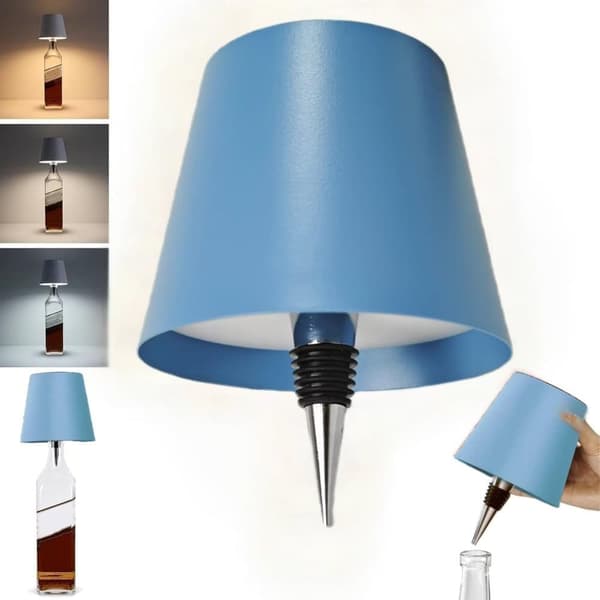 Flask Lamp with LED, Dimmable Table Lamp for Wine & Whiskey Bottles, Wireless & Rechargeable
