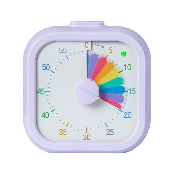 Visuel Timer 60 Minutter, Nedtællingstimer med Regnbuedesign, Lydløs Timer til Klasseværelse, Studier, Kontor og Køkken Purple