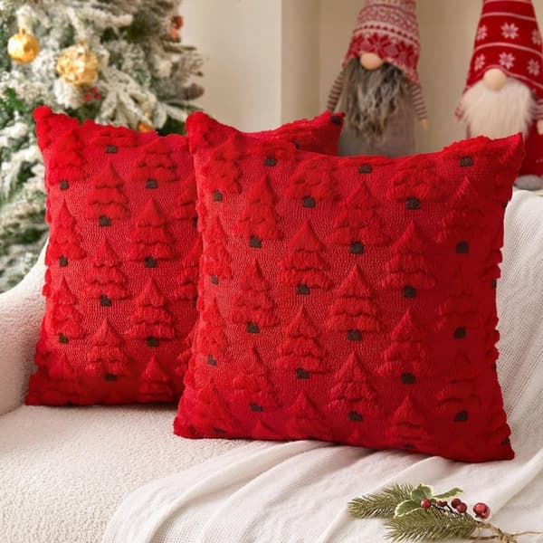 Julkuddfodral 1/2-pack, Plysch Dekorativa Kuddar för Soffa och Sovrum, Mjuka och Varma