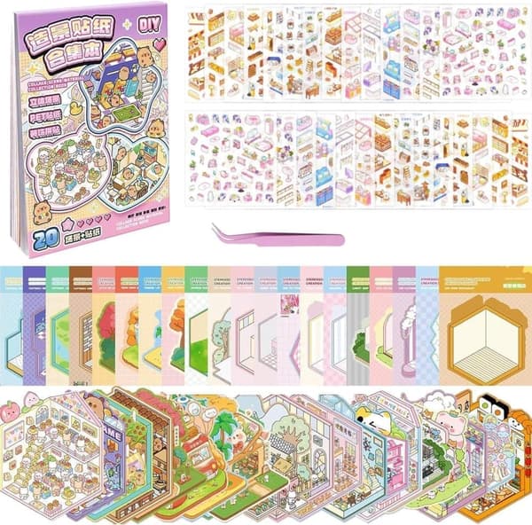 DIY Stickers Pyssel – 3D Hus Klistermärken Set Stressavkoppling B