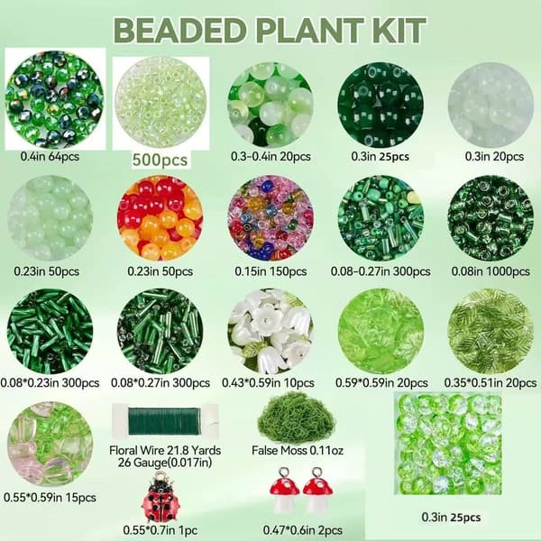 5422-dele Perlesæt Planter, Glas- og Krystalperler til Blomster og Blade, DIY Håndværk og Vinduesdekoration