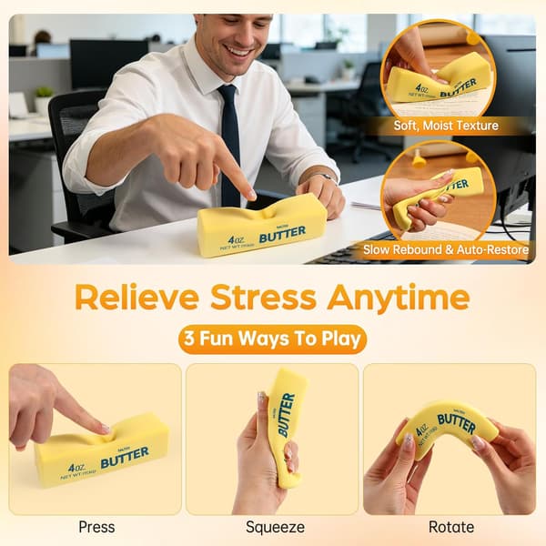1PC Smør Squishy Langsomt Stigende Stressaflastende Legetøj Yellow