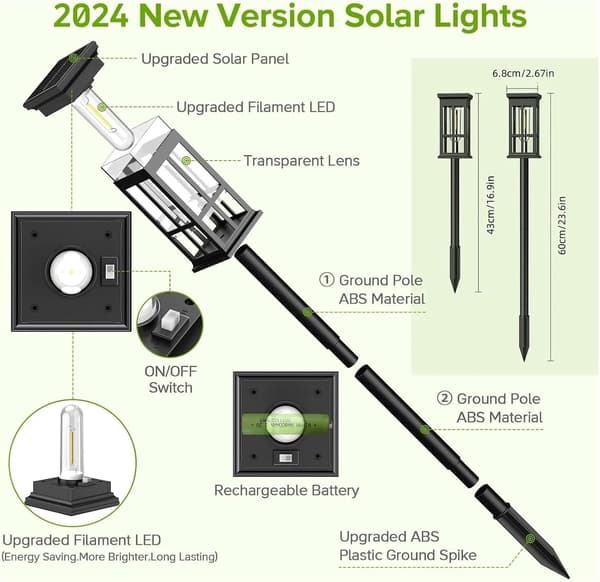 4/8-pakning solcelle hagelys - Ultralyse utendørs solcellelamper for hage, uteplass og fortau - Perfekte utendørsgaver 4-Pack