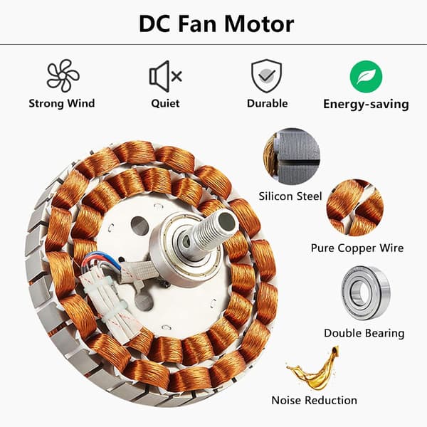 Ceiling fan with LED lighting 63/108 cm, 40 W, 3 ABS blades, remote control, 6 speeds, dimmable, quiet DC motor Black & Walnut 108cm