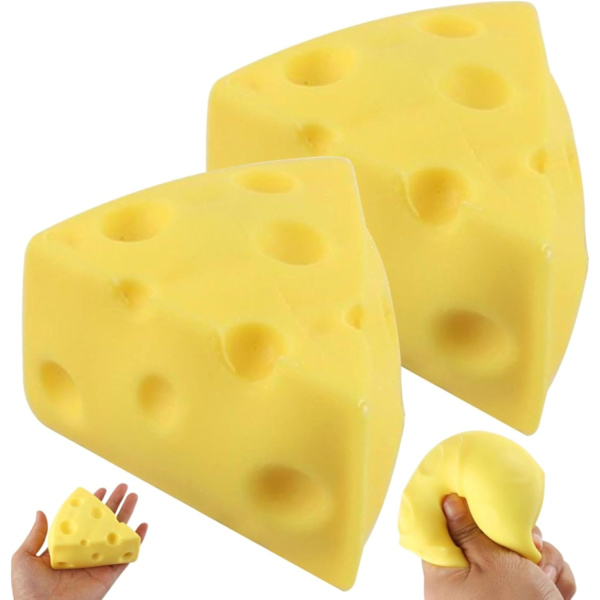 2 st ost Squishy Leksak, Långsamt Resande Realistisk Ostblock Fidget Leksak Triangular