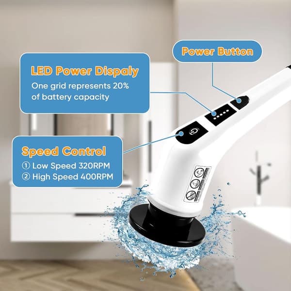 Electric Cleaning Brush Cordless – Rotating Scrubber with 9 Interchangeable Brush Heads