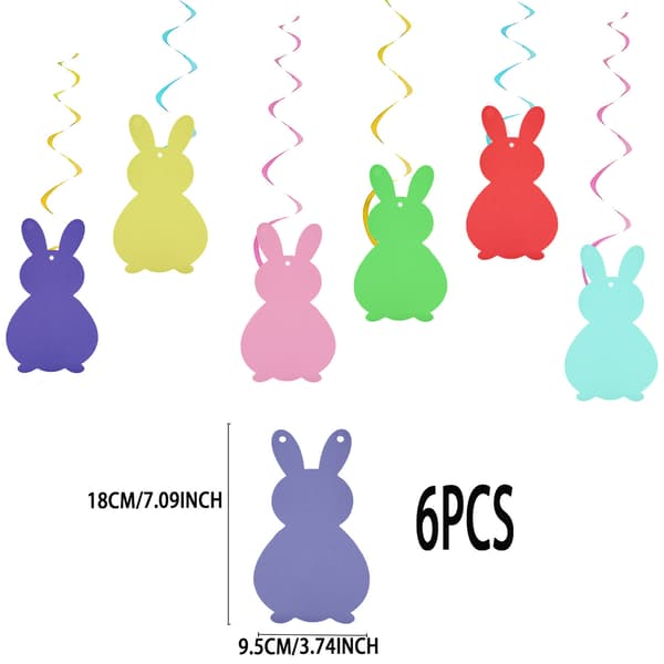6-Pack Easter Decoration Hanging Bunnies – Easter Pendant for Ceiling, Window & Party, Decoration for Home & Classroom