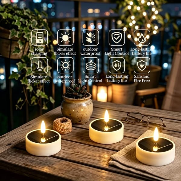 6/12-pack Solar Powered LED Ball Lights with Flickering Flame, Warm White Lighting and Automatic Night Activation 6pcs