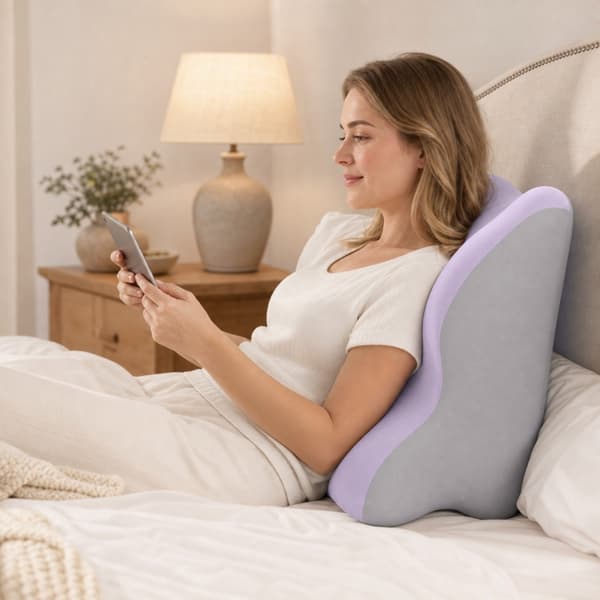Wedge pillow ergonomic 60x45x37 cm, supportive pillow with wedge shape for multiple resting positions in bed Black