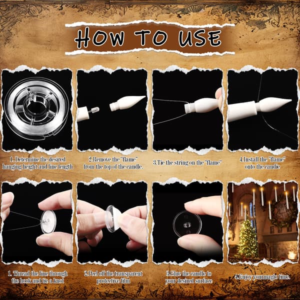 24 Pcs Floating LED Candles with Wand and Remote Control, 6/18 h Timer, Warm Flickering Light for Halloween 24pcs