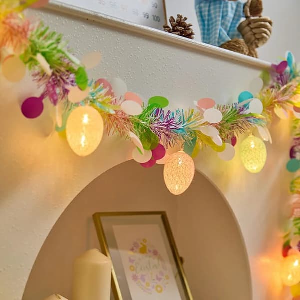 2m-10/4m-20 LED String Lights with Easter Eggs, Battery-Powered Ambient Lamp for Christmas and Easter Festivities 4M 20LED-Battery-powered