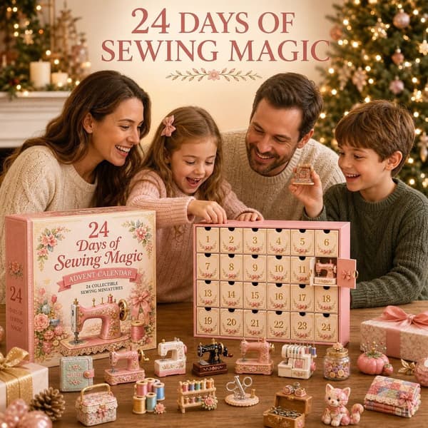 2-pack Sewing Advent Calendar 2026, 24 Days with 2D Acrylic and Sewing Machine Motifs, Gift for Sewing Lovers
