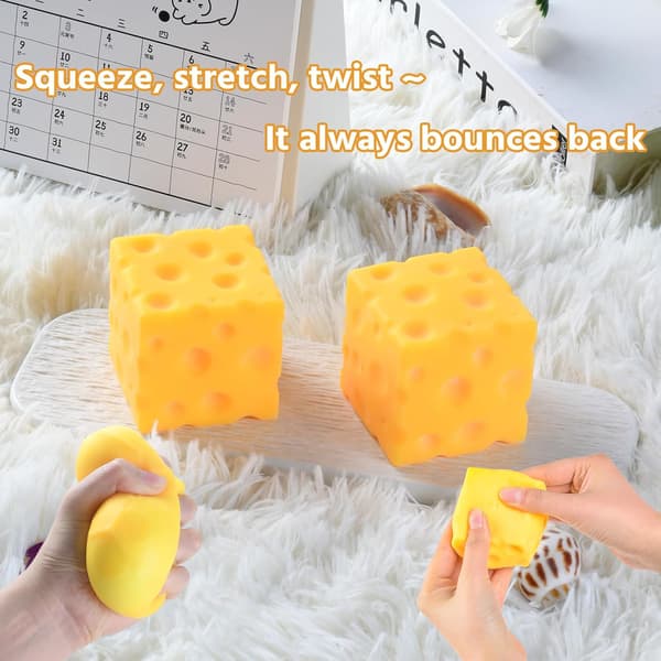 2 st ost Squishy Leksak, Långsamt Resande Realistisk Ostblock Fidget Leksak Triangular
