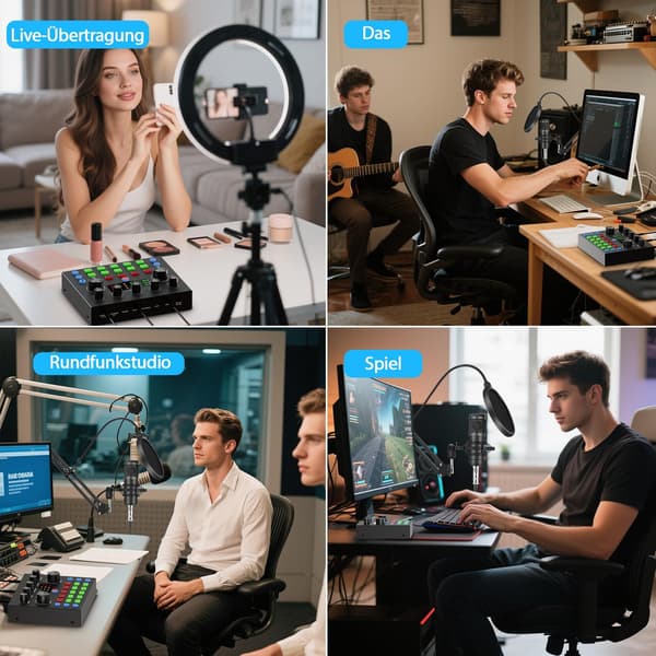 Mikrofonsæt til Podcasting & Live Streaming, Stemmeforvrænger, Udstyr til PC/Laptop og Gaming Black