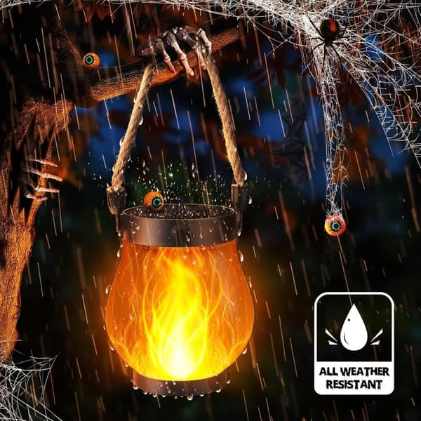 Halloween Dekoration – Solcelle Eldlygte med USB og Dansende Lys til Have og Hjem