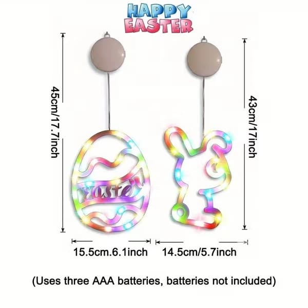 Easter Decoration LED Lights with Eggs and Rabbits – Battery-Powered Light String for Windows, Home, and Festive Atmosphere Warm White Rabbit