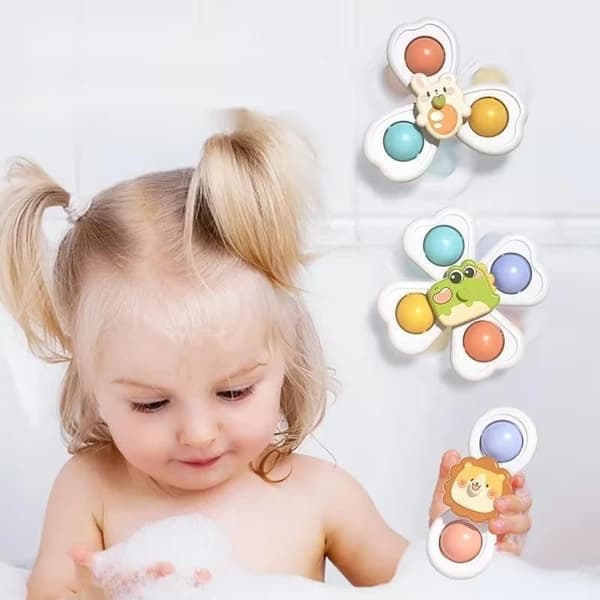 3-pack Fidget Spinner med Sugkopp för Barn - Snurrande Leksak Multifärg C