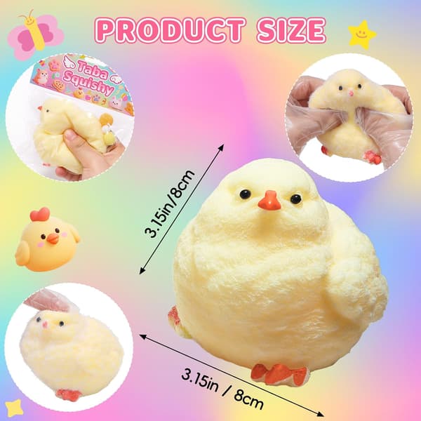 6 kpl isoja kanan Squishy Fidget -leluja - 9 cm, käsintehty erittäin pehmeä tipu Taba Squishy -setti