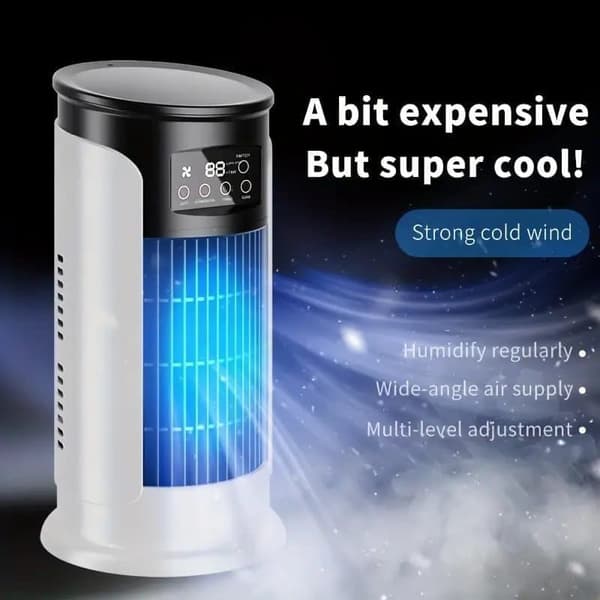 Mini luftkjøler 3-i-1 bordvifte og luftfukter, USB-vifte for hjem/kontor