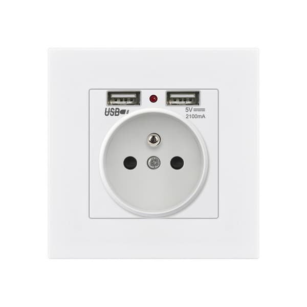 1/2/4 pcs Built-in Wall Socket with Dual USB 5V/2100mA – 2 Practical Ports, Smooth Installation 1-Pack