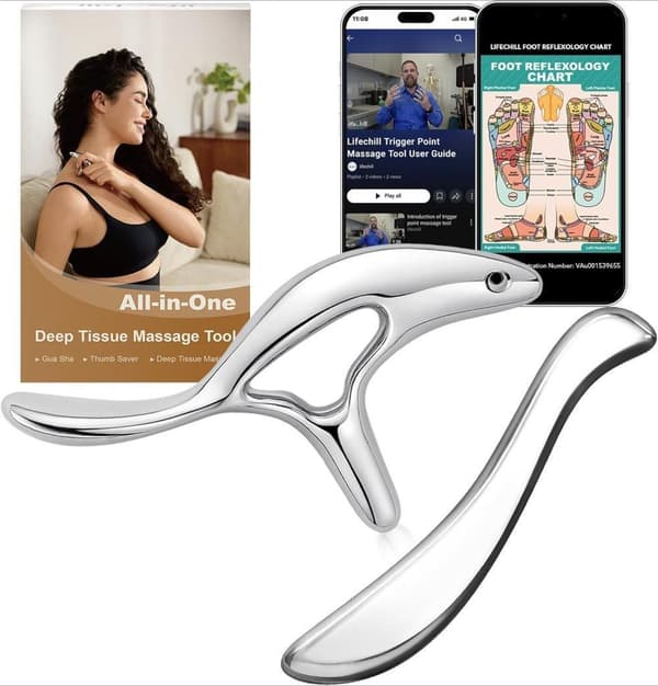 Rustfrit stål Gua Sha & triggerpunkt massageværktøj 2-pak – Fascia release & lymfedrænage
