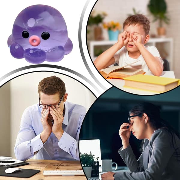 Blekksprut Squishy Leketøy, Manet Squishy Fidget Leker, Stressball for Barn Voksne Studenter White