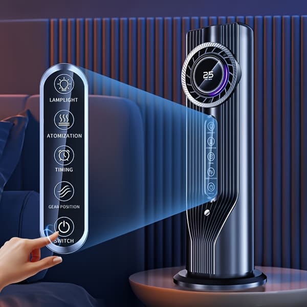 Bærbar aircondition, 3-i-1 fordampningsluftkøler, 100 ml mini AC, 6 hastigheder, 6 timers timer bordventilator