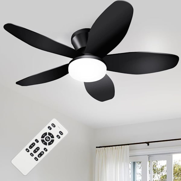 Quiet Ceiling Fan with Light, 65/88/100 cm Flush Mount, Ceiling Fan with Lighting and Remote Control