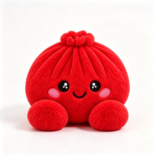 Dumpling-pehmolelu, 15 cm, puristeltava lelu ja fidget-lelu höyrytyskorilla, punainen