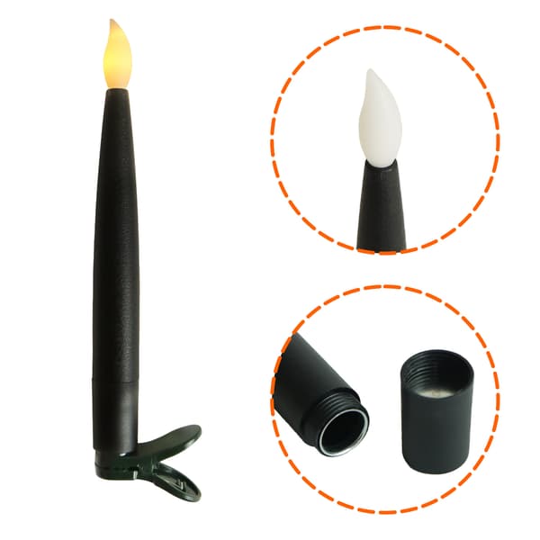 12 Pcs Black Floating LED Candles with Wand or Remote Control, Magical Hanging Lights for Halloween E