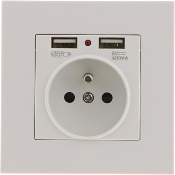 1/2/4 pcs Built-in Wall Socket with Dual USB 5V/2100mA – 2 Practical Ports, Smooth Installation 1-Pack