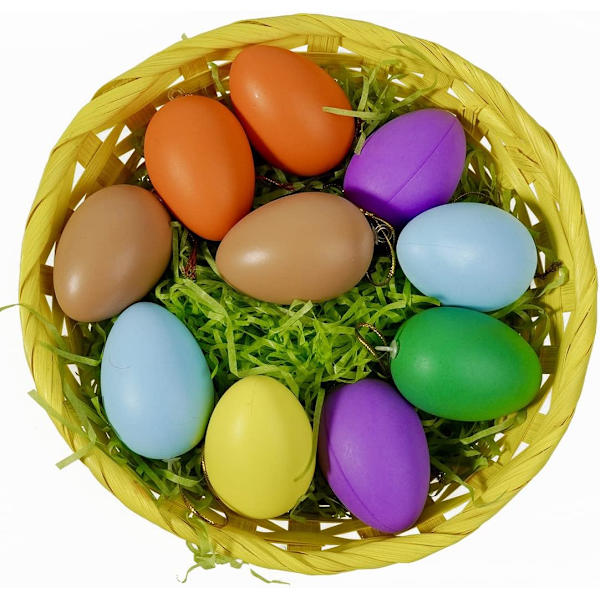 Plastic Easter Eggs 24-Pack – Hanging Easter Decorations Eggs for Easter Twigs DIY Crafts Home Easter Decoration White