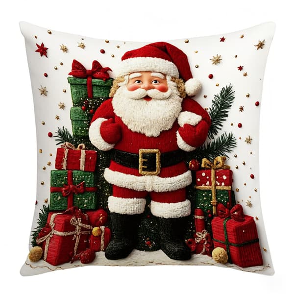 Christmas Pillow Covers 4-pack 45x45 cm – Soft Decorative Pillowcases with Santa, Christmas Tree, Wreath & Snowman for Sofa