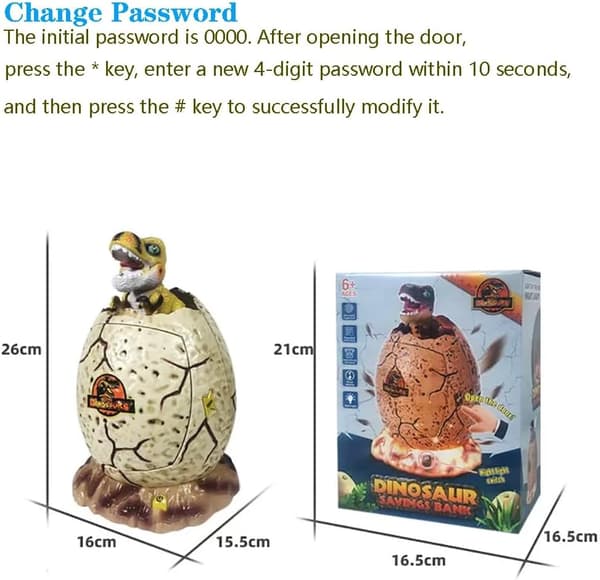 Electronic Dinosaur Piggy Bank for Kids - Secure Money Box with Code Beige
